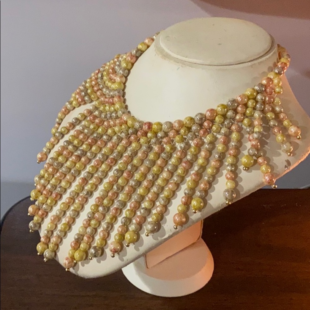 Unique Pearl Multi Colored Statement Necklace - image 4